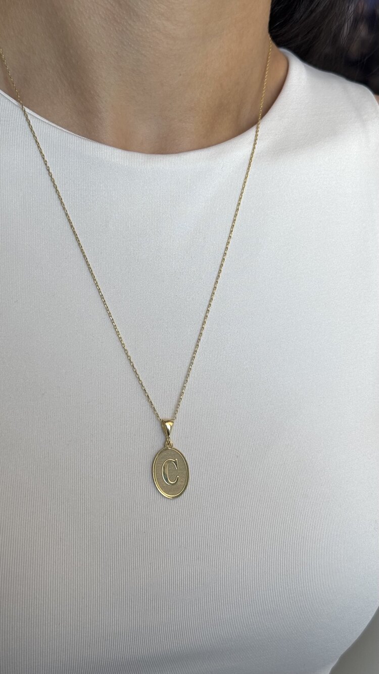Vintage oval harf kolye | 925 ayar gümüş
