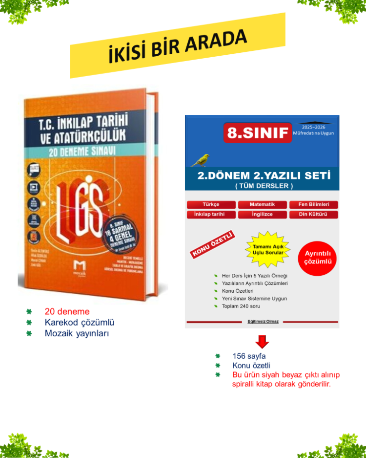 LGS İnkılap Tarihi Deneme + Yazılı seti