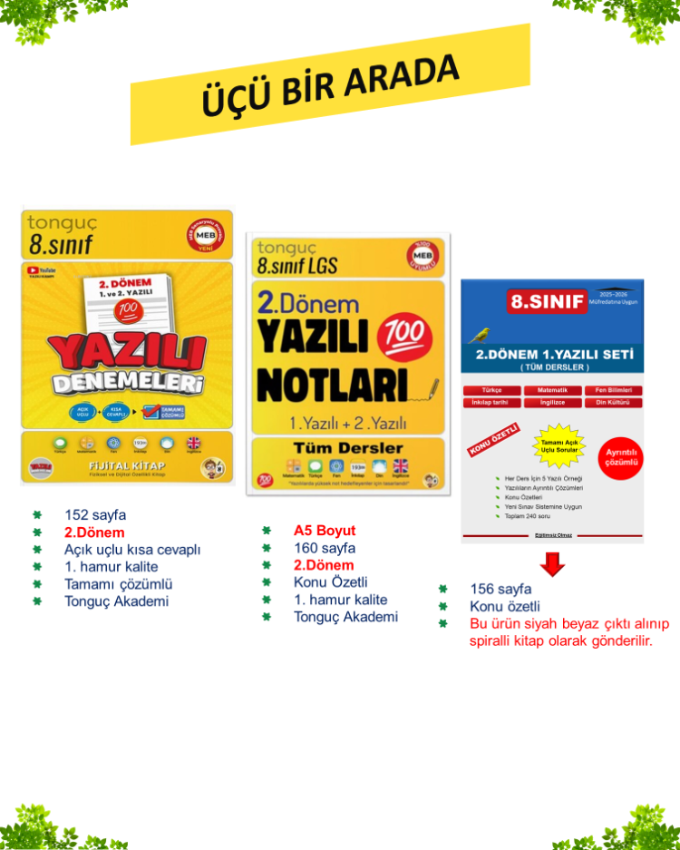 8.Sınıf 2.Dönem yazılı Hazırlık kitapları - 3 Kitap