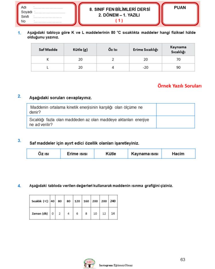 8.Sınıf 2.Dönem 1.Yazılı Seti - MNG Kargo