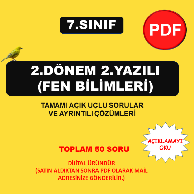 7.Sınıf 2.dönem 2.Yazılı - Fen bilimleri (PDF)