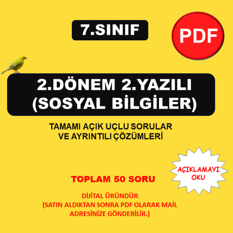 7.Sınıf 2.dönem 2.Yazılı - Sosyal Bilgiler (PDF)