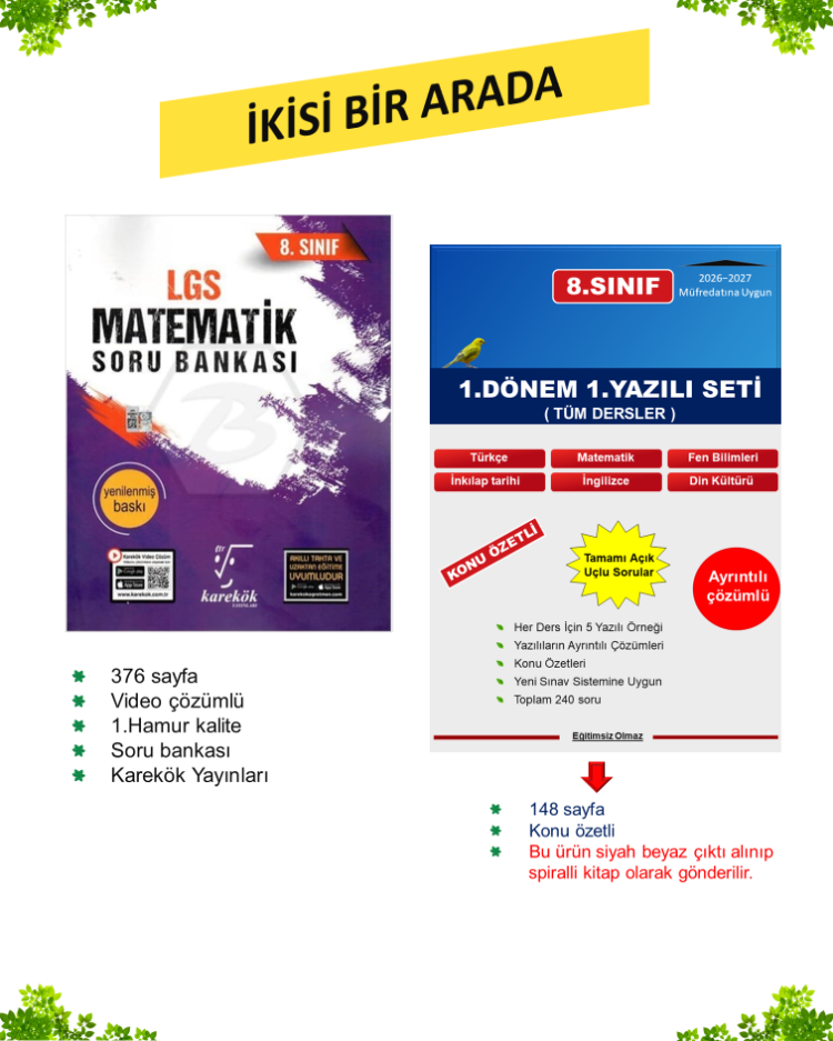8.Sınıf Matematik Soru Bankası + Yazılı Seti