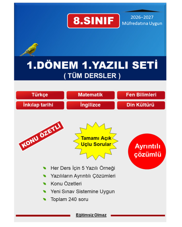 8.Sınıf Matematik Soru Bankası + Yazılı Seti