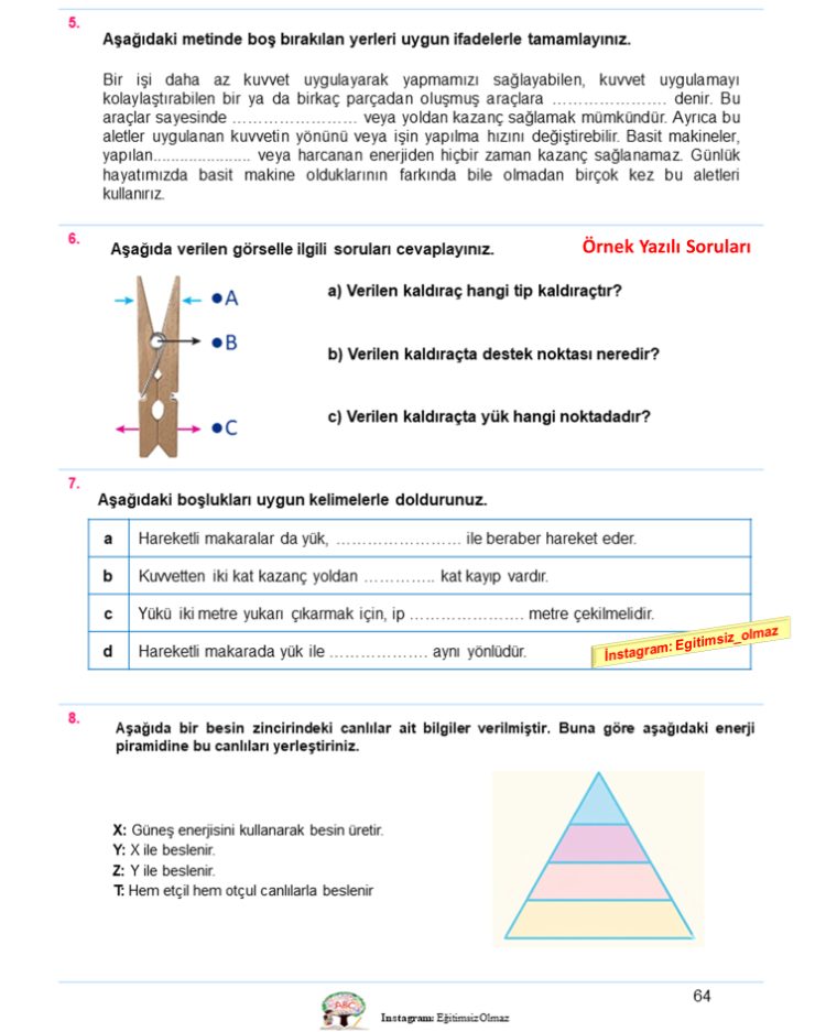 8.Sınıf 2.Dönem 1.Yazılı Seti - MNG Kargo