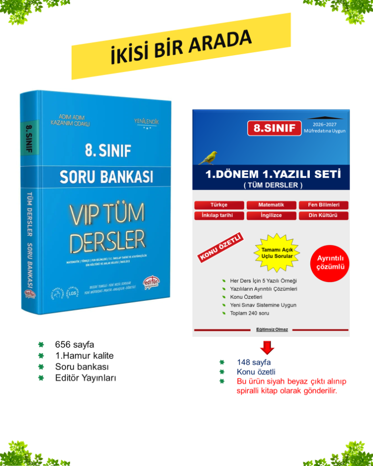 8.Sınıf Tüm Dersler Soru Bankası + Yazılı Seti