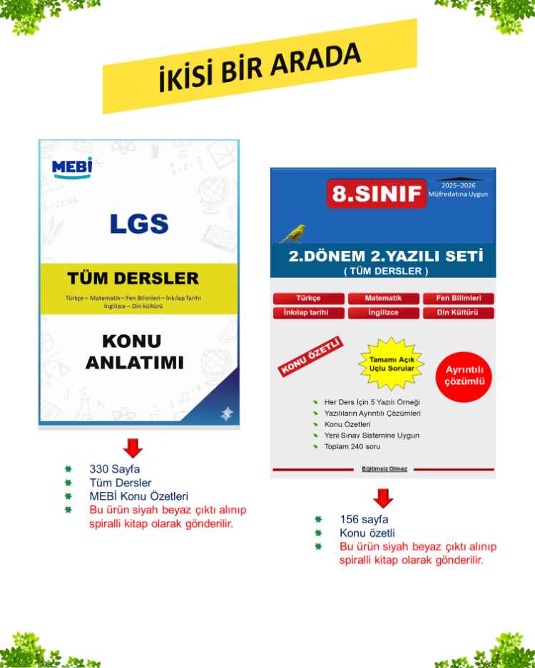 LGS MEBİ Tüm Dersler Konu Anlatımı + Yazılı Seti