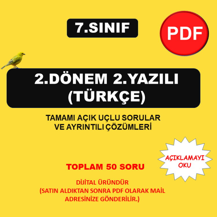7.Sınıf 2.dönem 2.Yazılı - Türkçe (PDF)