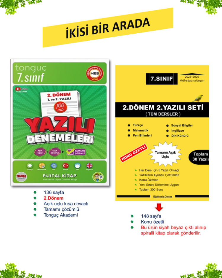 7.Sınıf Tonguç Akademi 2.Dönem Yazılı Kitabı + 7.Sınıf Yazılı Seti