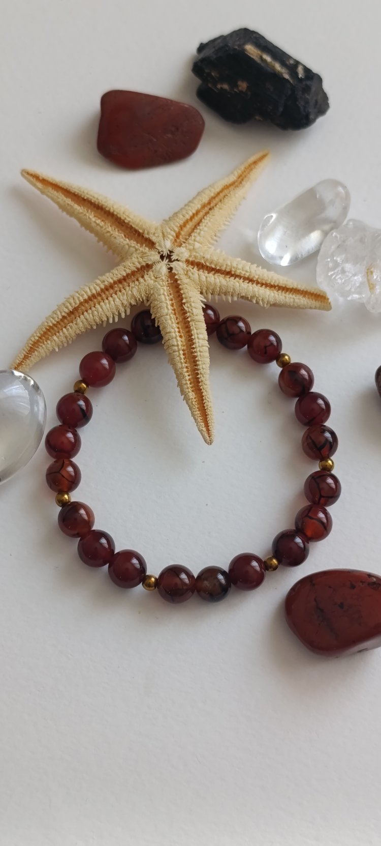 (Carnelian Agate) Kırmızı Akik & Hematit Bileklik 
