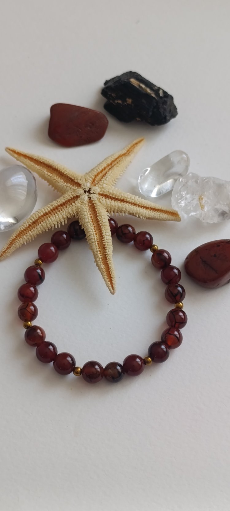 Carnelian Agate Kırmızı Akik & Hematit Bileklik 