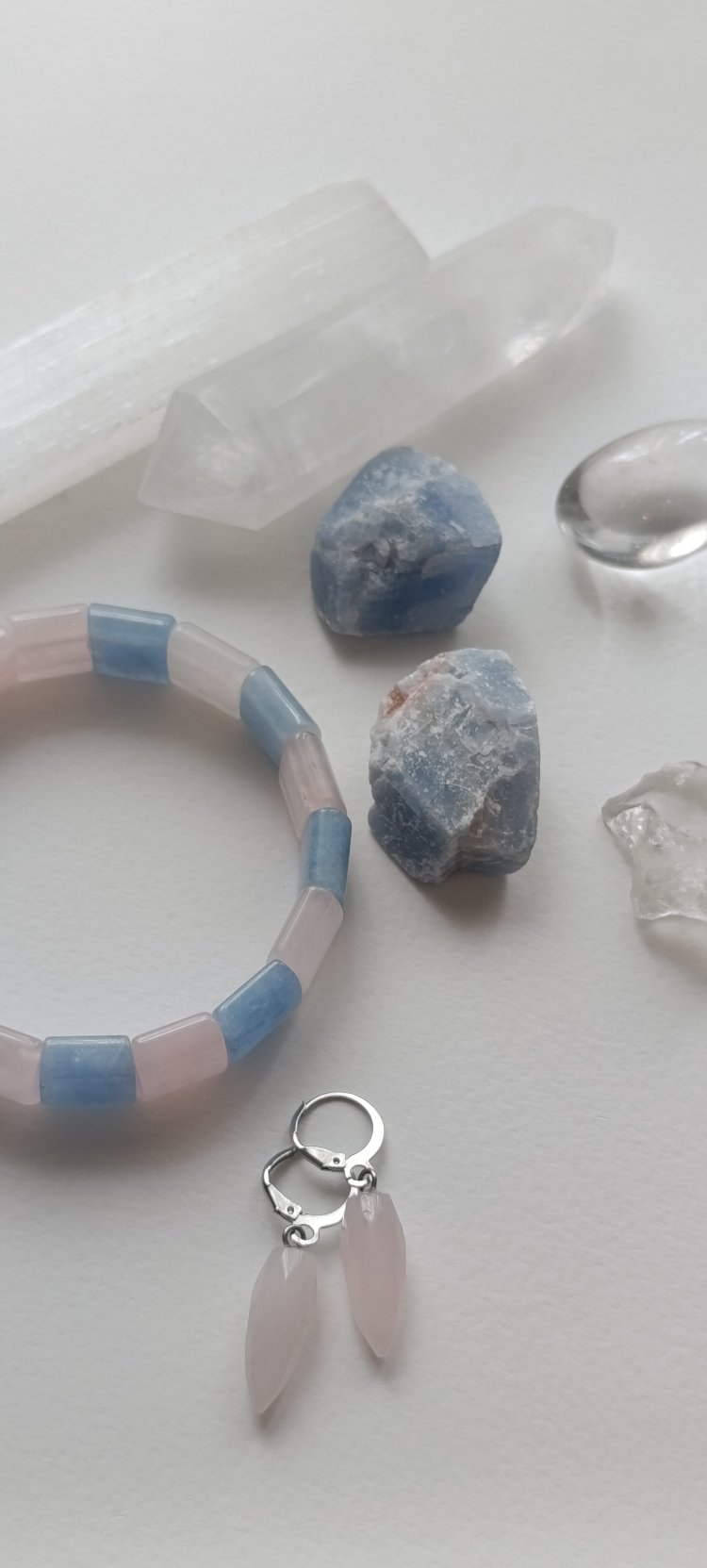 Okyanusun Kalbi Pembe Kuvars & Aquamarine Bileklik 