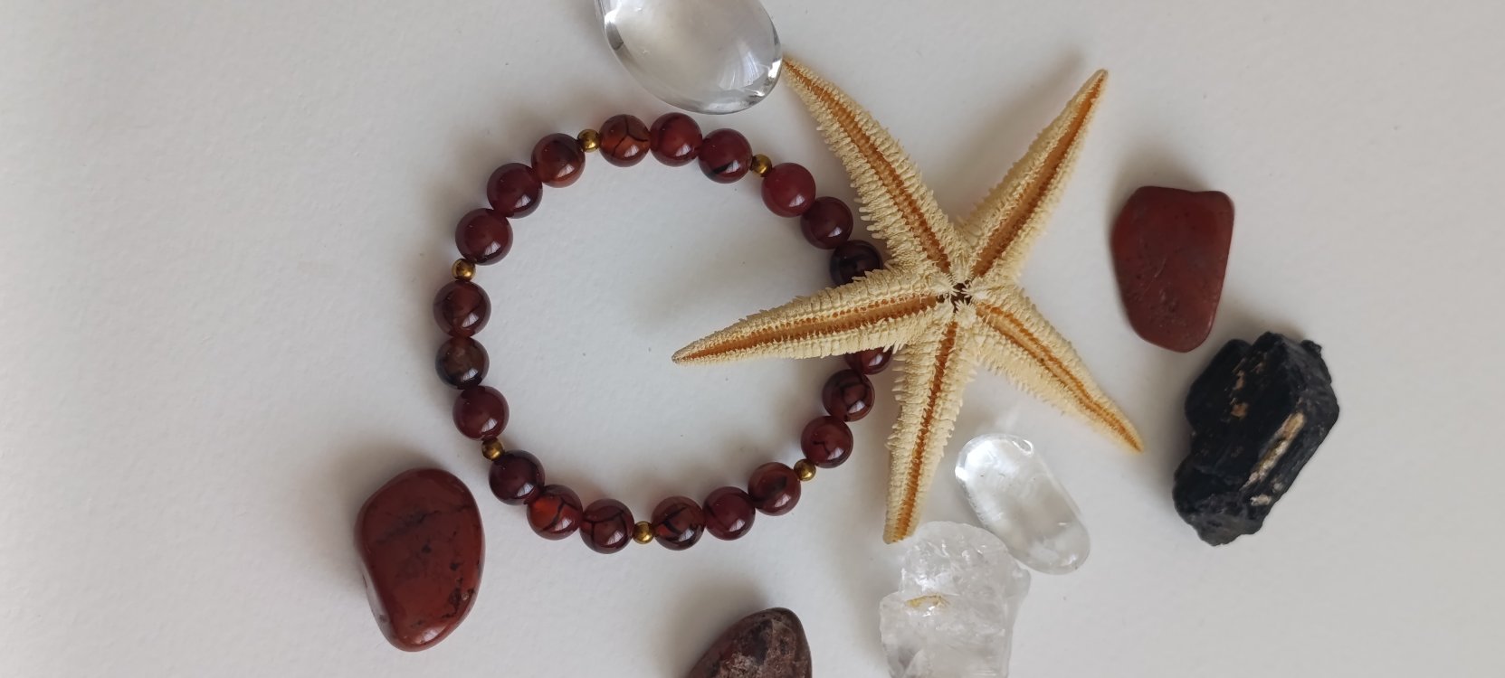Carnelian Agate Kırmızı Akik & Hematit Bileklik 