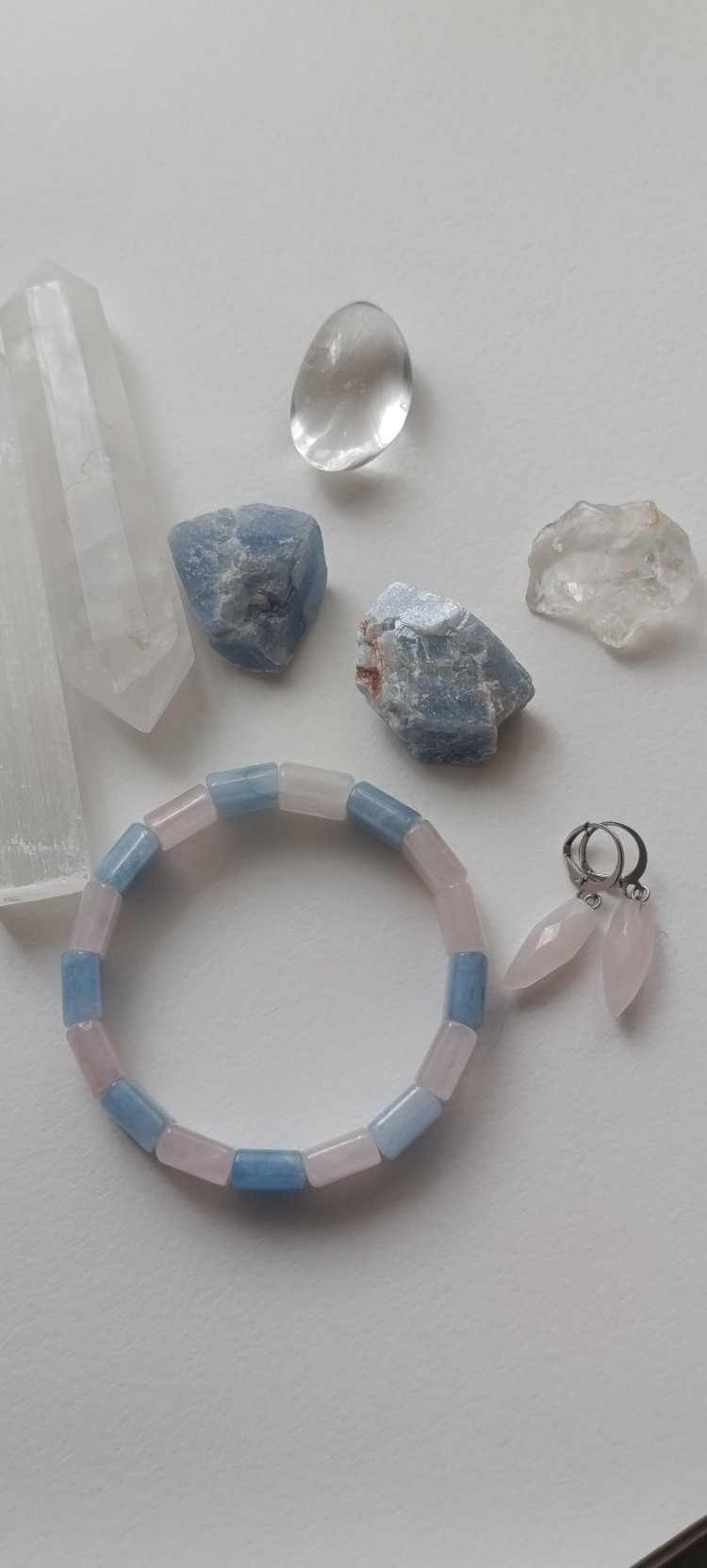 Okyanusun Kalbi Pembe Kuvars & Aquamarine Bileklik 