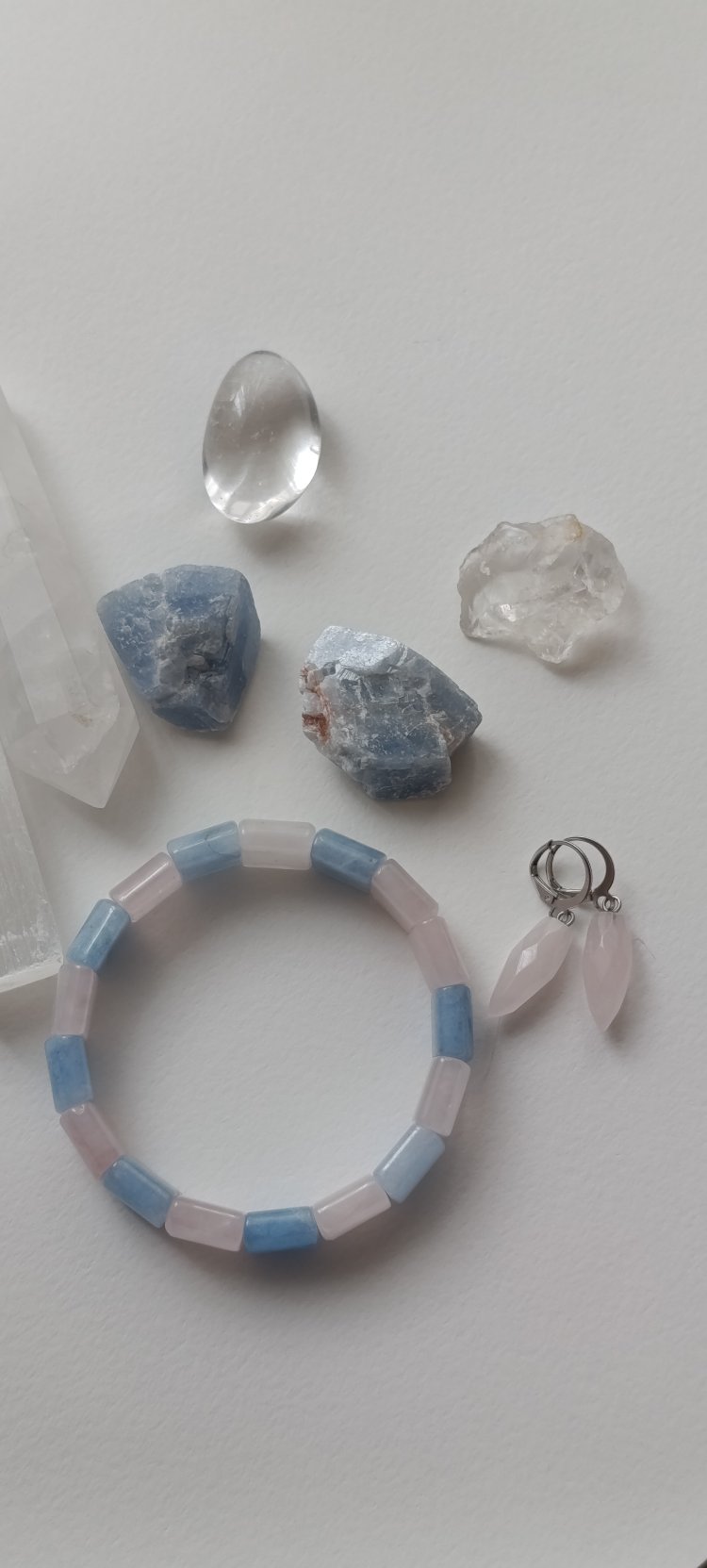Okyanusun Kalbi Pembe Kuvars & Aquamarine Bileklik 