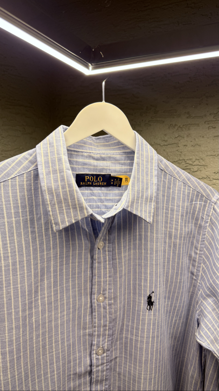 POLO RALPH LAUREN NAKIŞ LOGO ÇİZGİLİ KETEN GÖMLEK