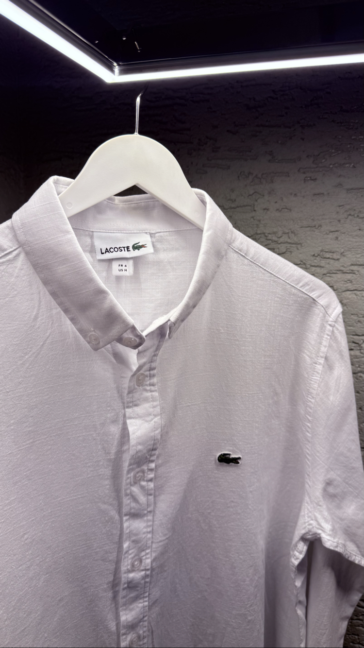 LACOSTE NAKIŞ LOGO KETEN GÖMLEK BEYAZ
