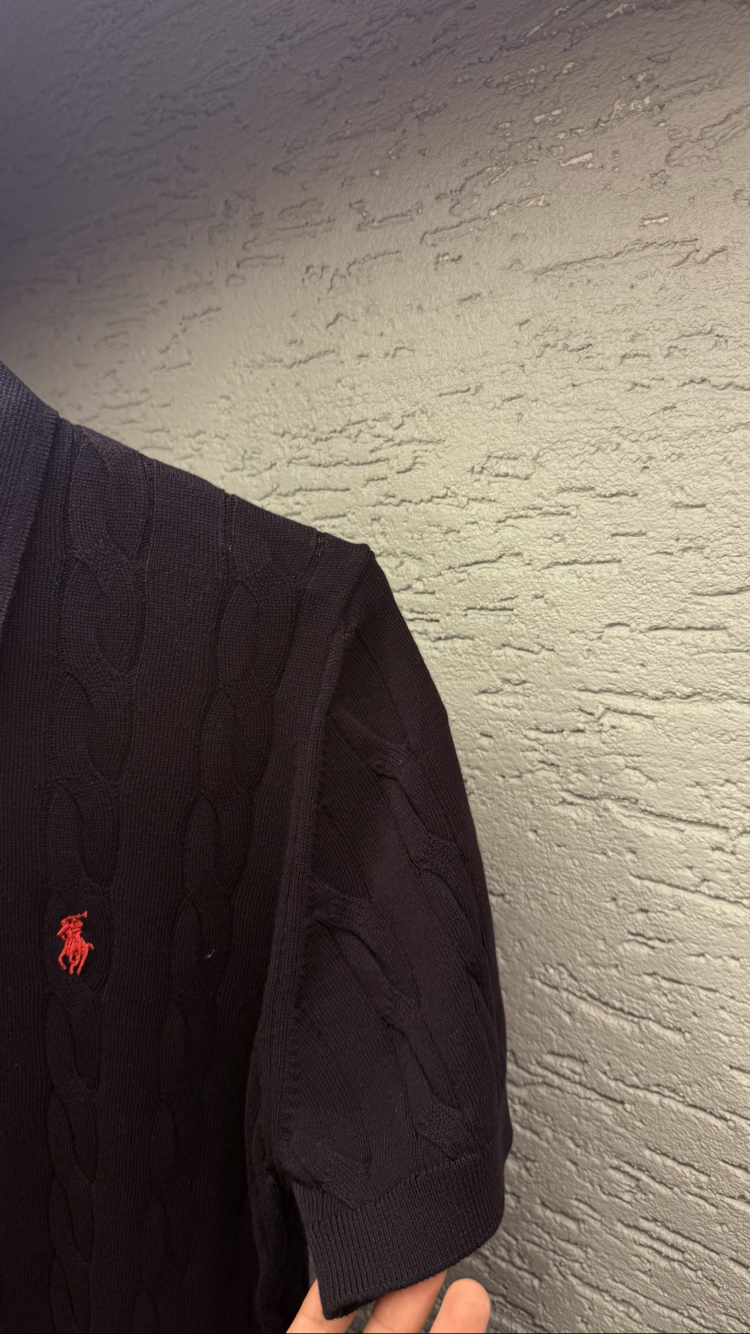 POLO RALPH LAUREN ÖRGÜLÜ TRİKO POLO YAKA SİYAH