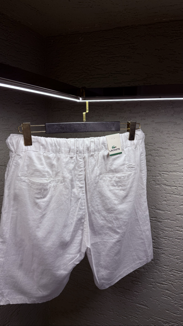 LACOSTE PREMİUM KETEN ŞORT BEYAZ