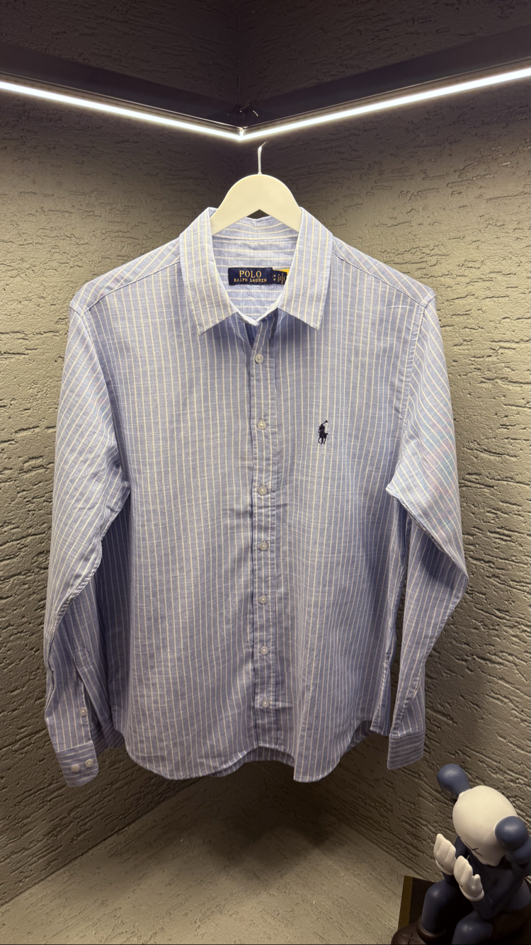 POLO RALPH LAUREN NAKIŞ LOGO ÇİZGİLİ KETEN GÖMLEK