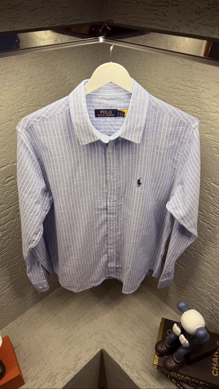POLO RALPH LAUREN NAKIŞ LOGO ÇİZGİLİ KETEN GÖMLEK