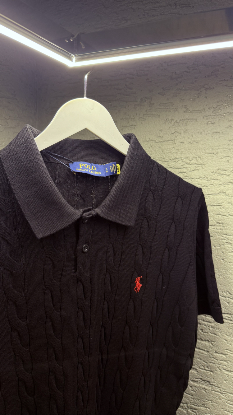 POLO RALPH LAUREN ÖRGÜLÜ TRİKO POLO YAKA SİYAH