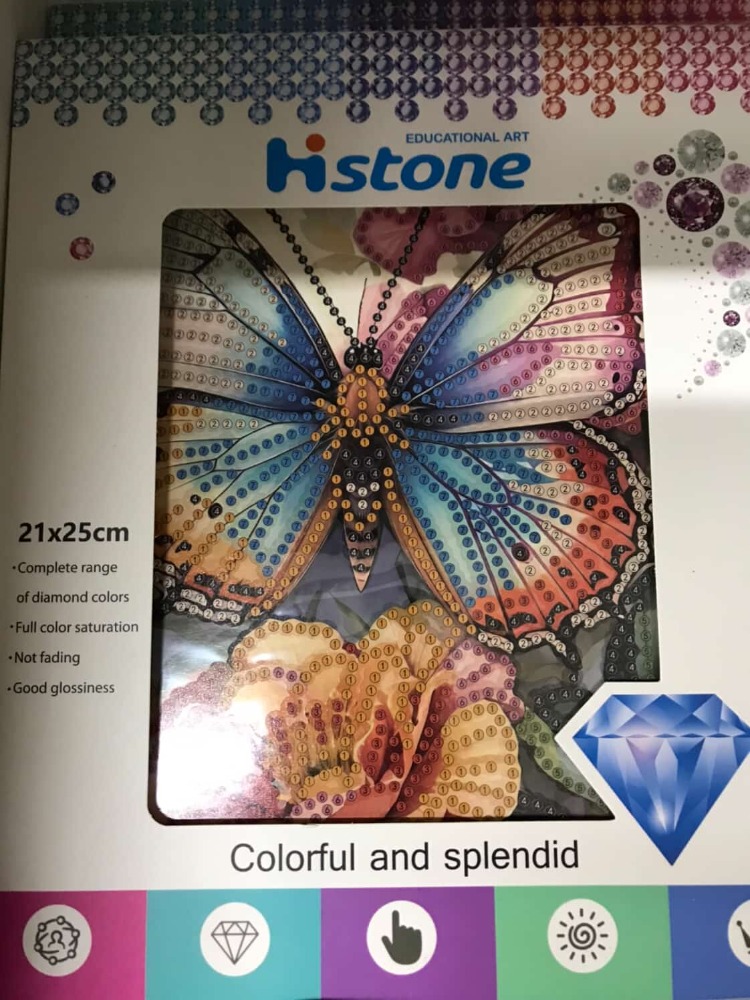 5D Yapışan Boncuk Goblen Mozaik Tablo Pano 21*25 cm ÇİÇEK KELEBEK