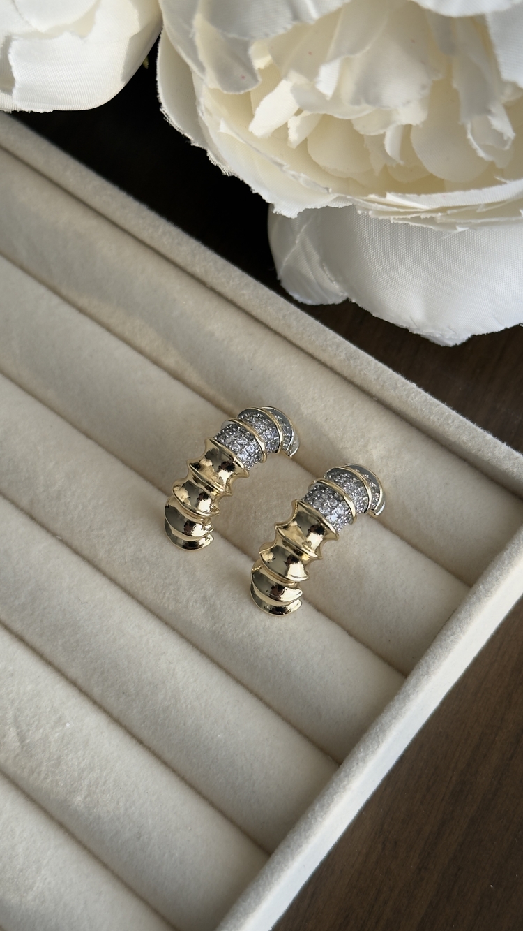 Kıvrımlı Spiral Küpe - Gold Silver