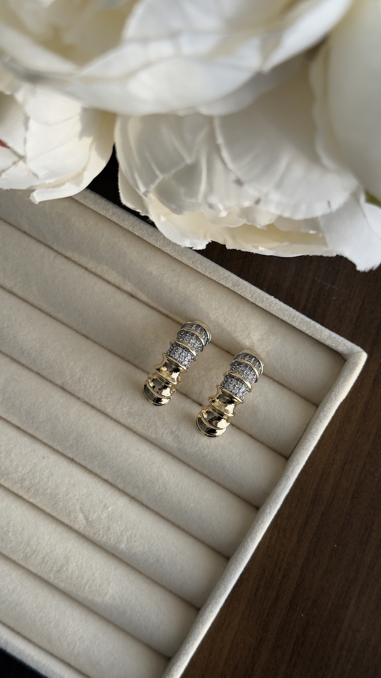 Kıvrımlı Spiral Küpe - Gold Silver