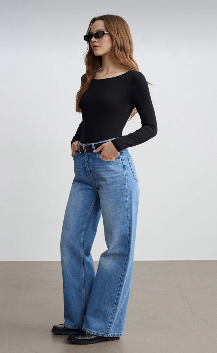 Dilvin 32549 kayık yaka bodysuit