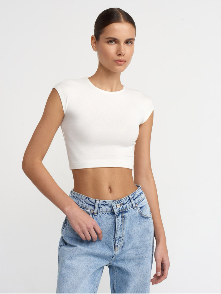 Dilvin modal pamuklu T - Shirt - Ekru