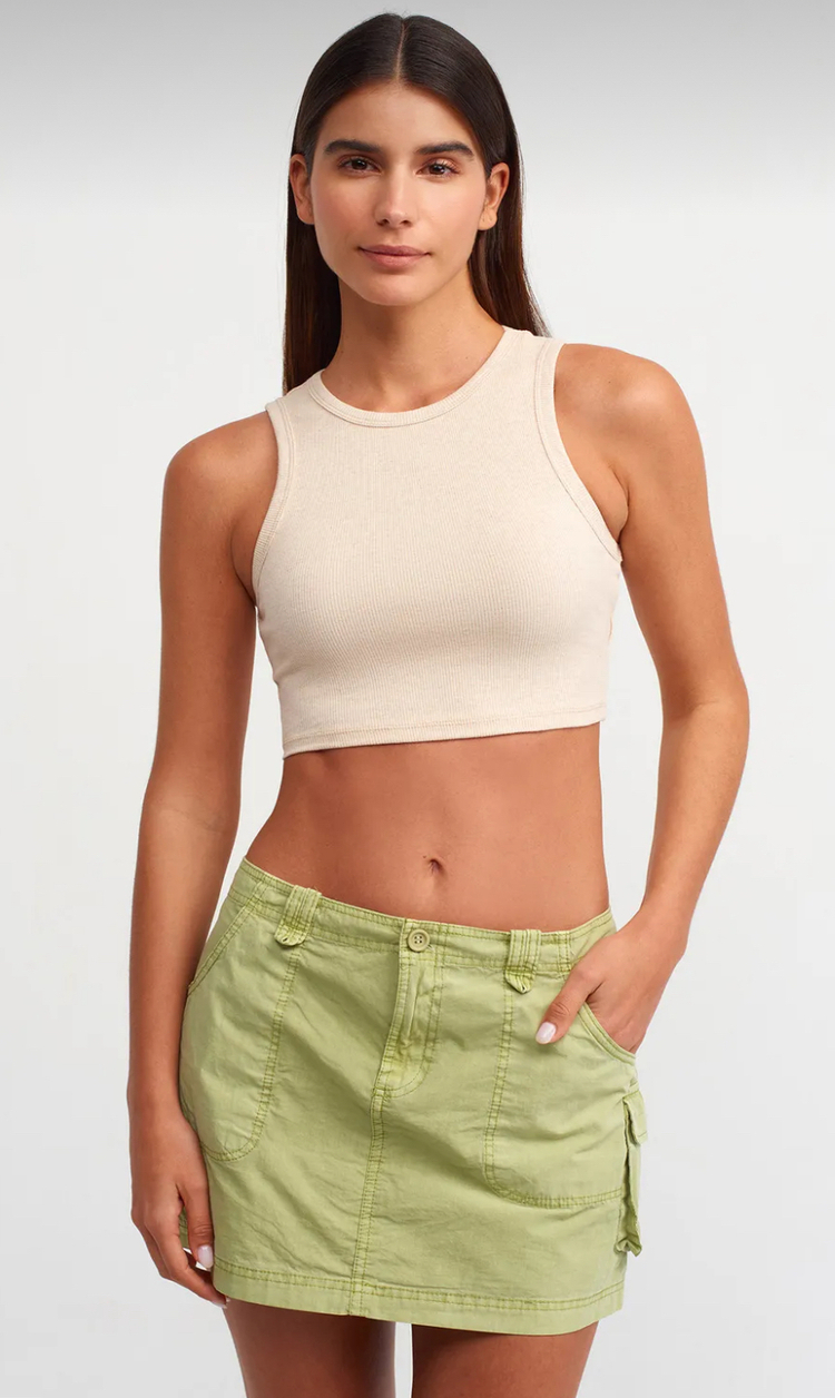 Dilvin dikiş detaylı crop top - BEJ MENANJ