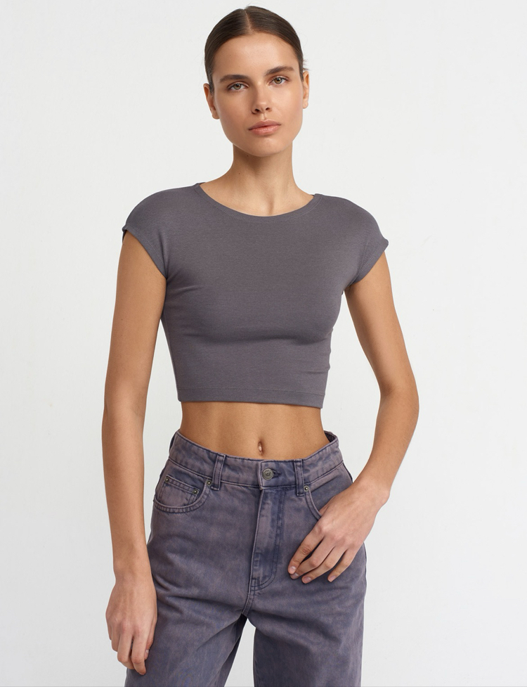Dilvin modal pamuklu T- Shirt - Füme