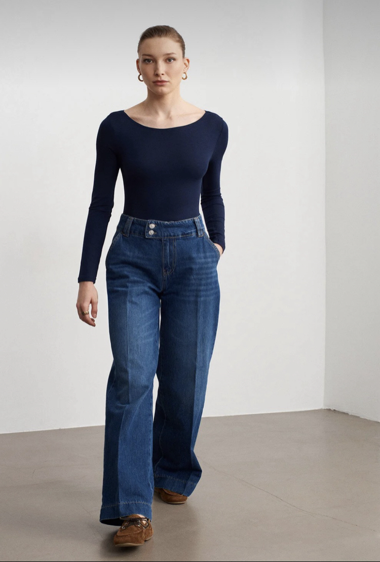 Dilvin 32549 kayık yaka bodysuit