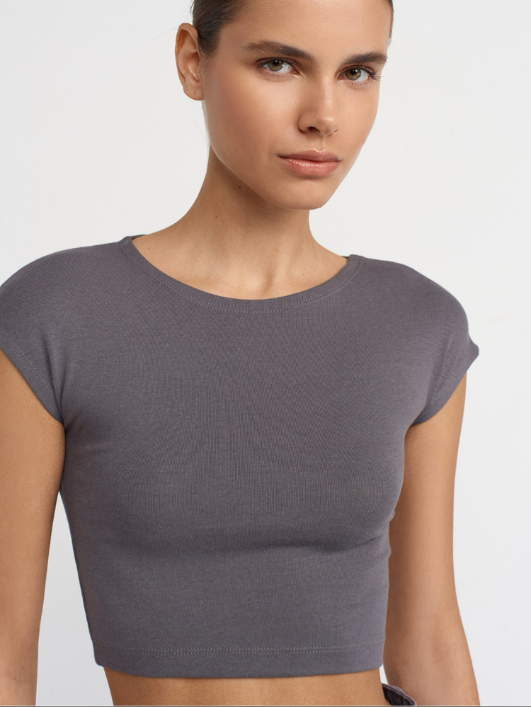 Dilvin modal pamuklu T- Shirt - Füme