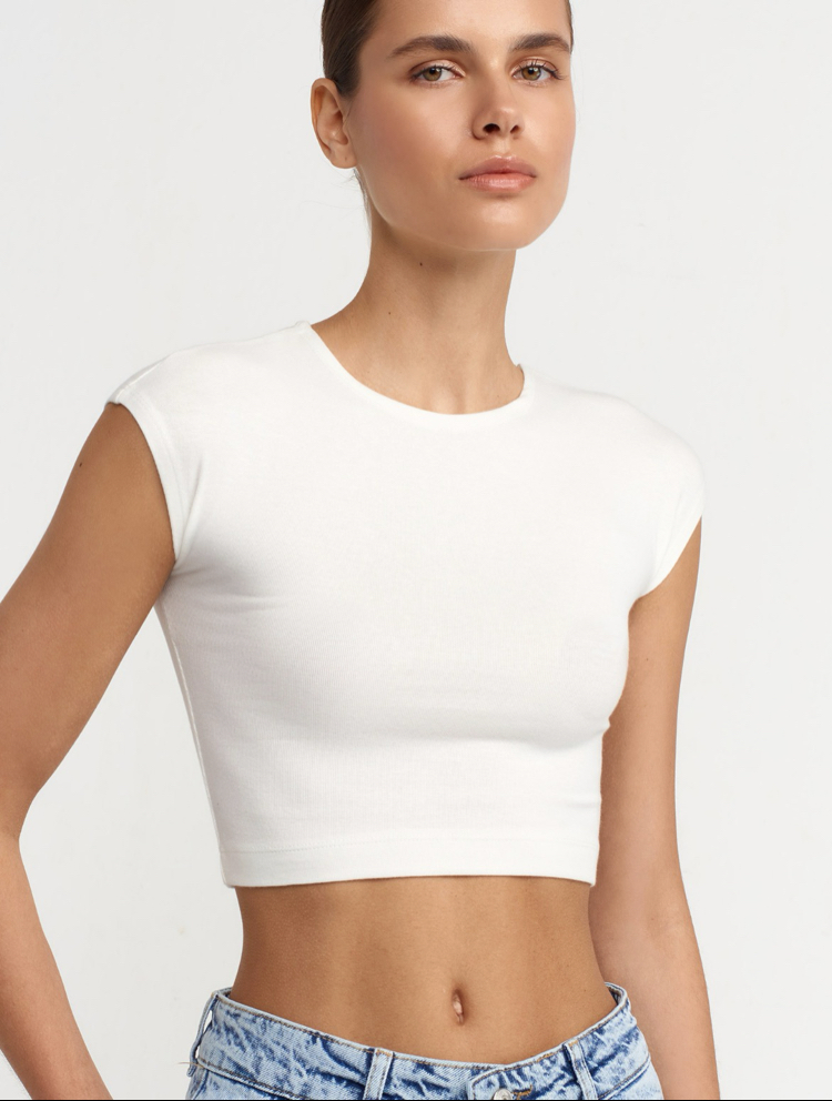 Dilvin modal pamuklu T - Shirt - Ekru