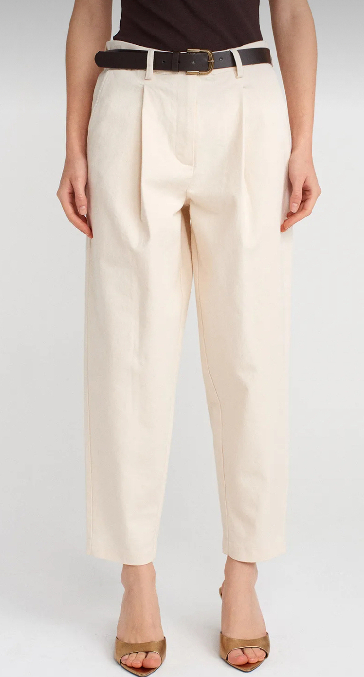 Dilvin EKRU kemerli pensli pantalon 