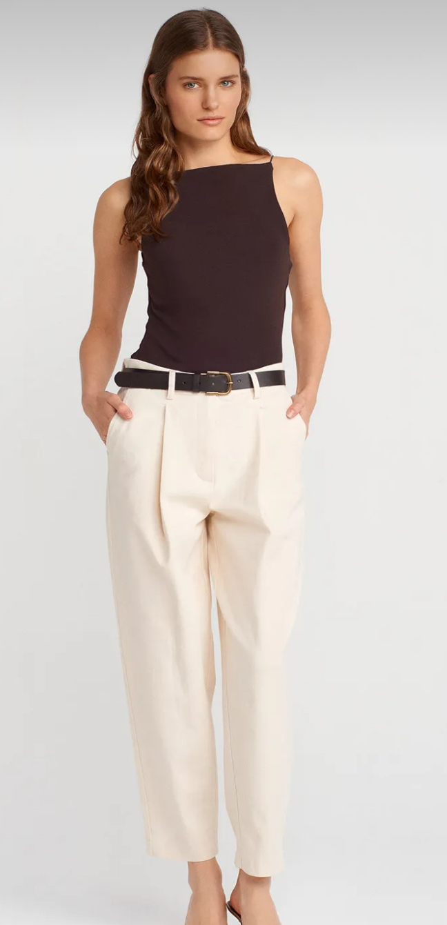 Dilvin EKRU kemerli pensli pantalon 
