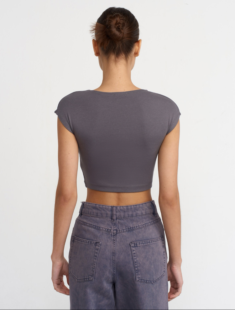 Dilvin modal pamuklu T- Shirt - Füme