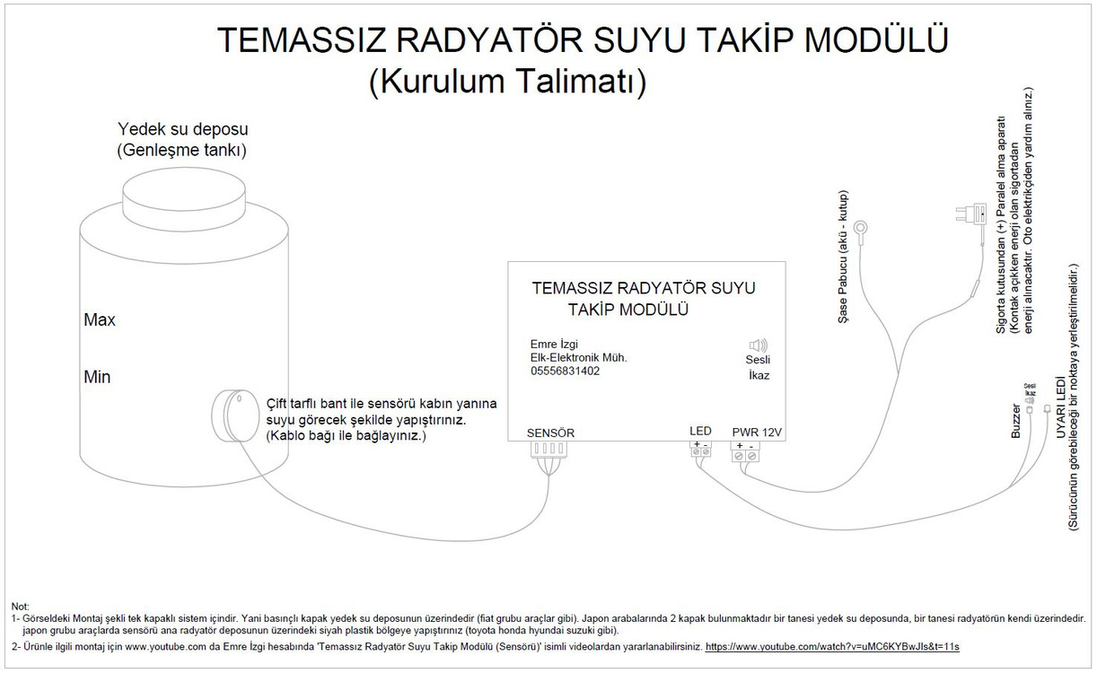 Radyatör Suyu Seviye Takip Modülü (Temassız Sensör)