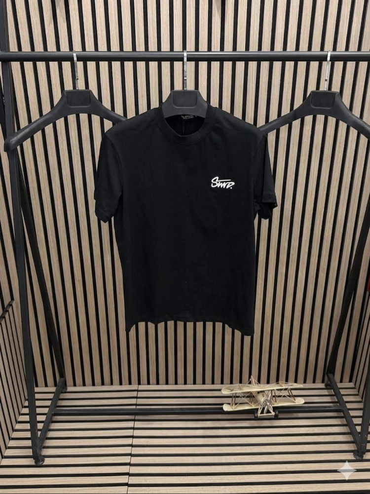 STWD Siyah Yarım Oversize T-shirt 