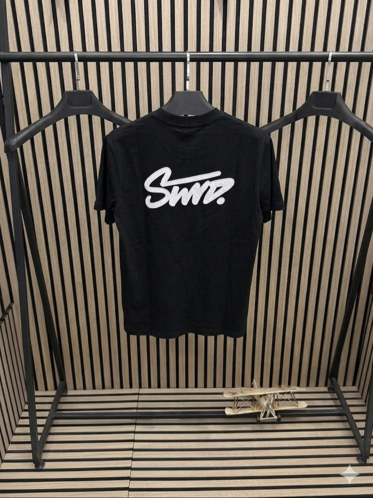 STWD Siyah Yarım Oversize T-shirt 