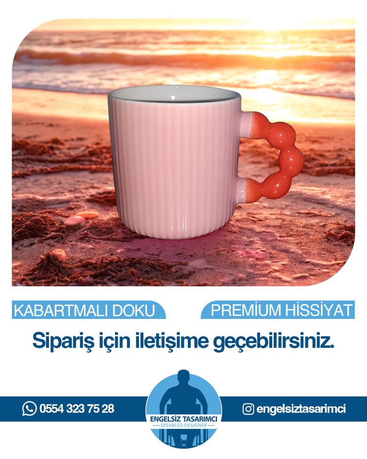 Pembe gövdeli turuncu saplı kupa bardak