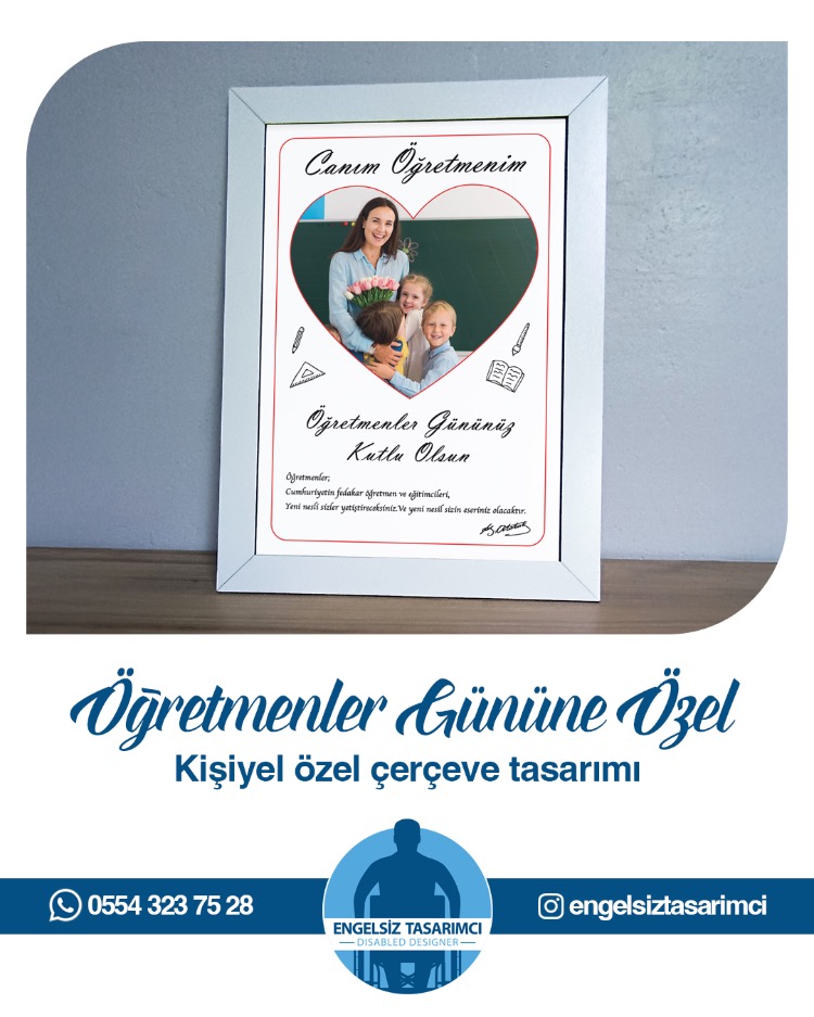 Öğretmenler Gününe Özel, Kişiye Özel Çerçeve Tasarımı