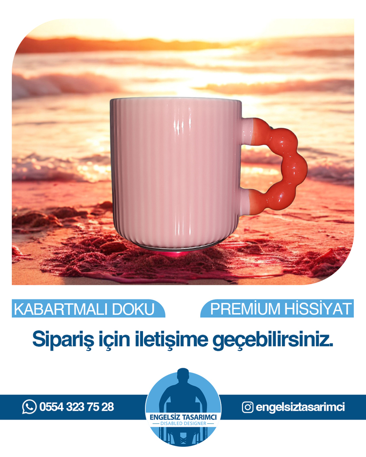Pembe gövdeli turuncu saplı kupa bardak