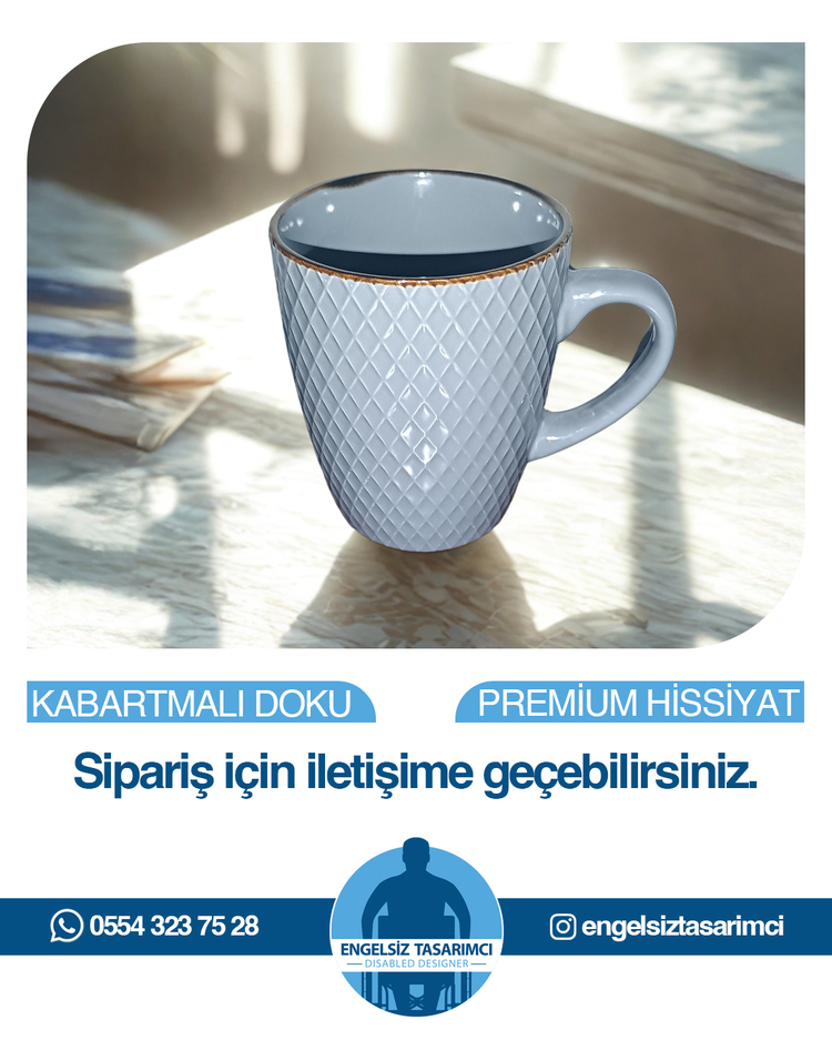 Gri - gold renkli kabartmalı desen, kupa bardak