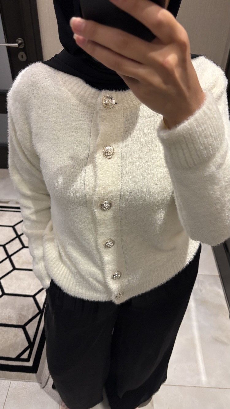 Krem Angora Hırka