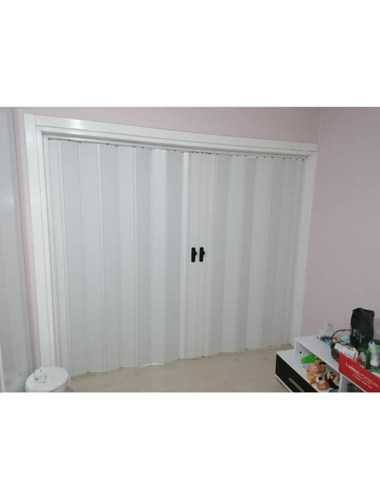150 h200 AKORDİYON KATLANIR KAPI BEYAZ ÇİFT AÇILIM 156h218