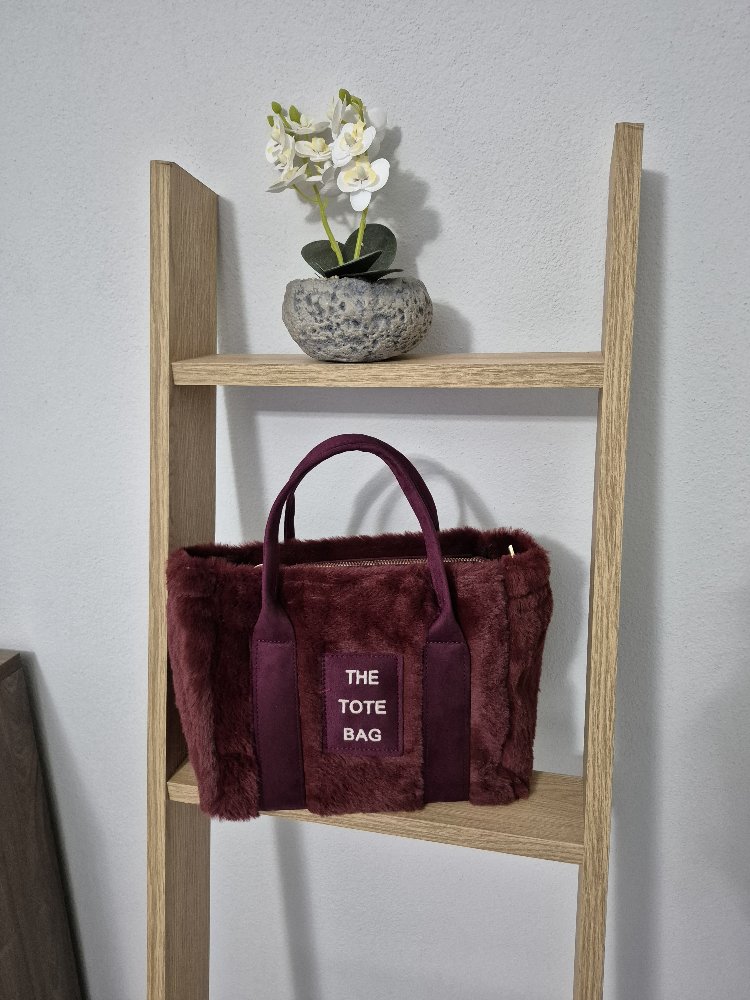 Tote Bag Peluş Bordo