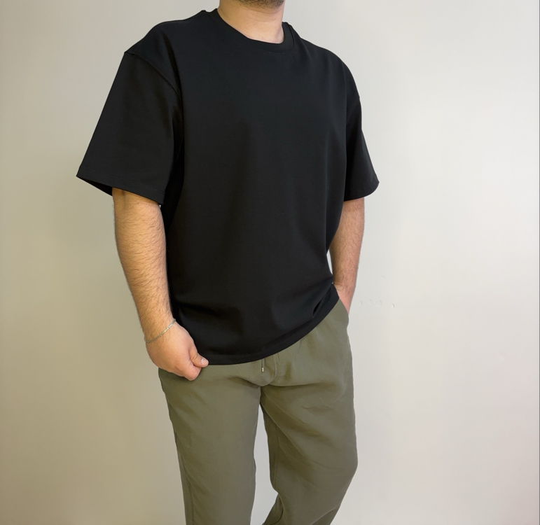 Siyah Basıc Oversize Tişört 